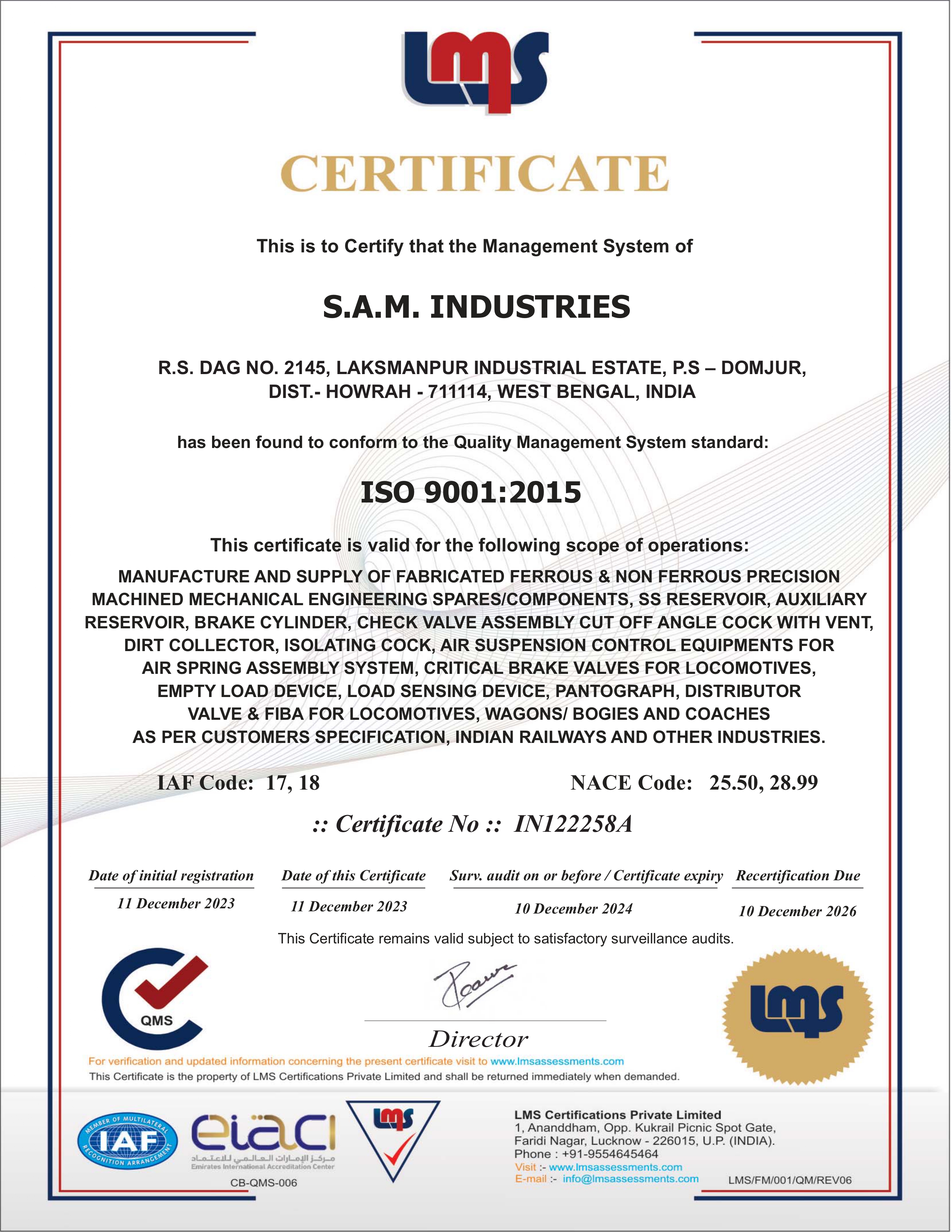 ISO 9001 certificate